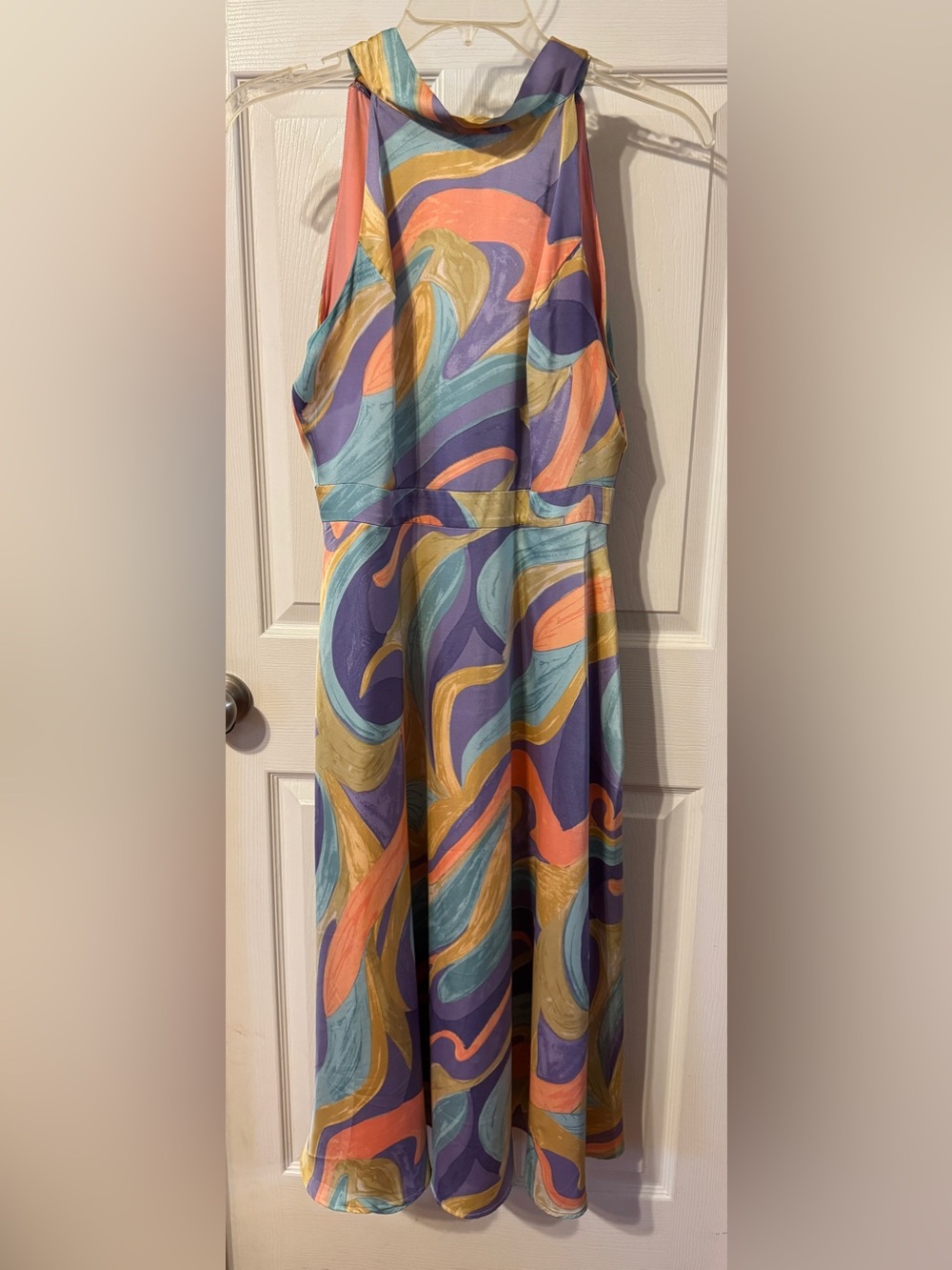Tahari Multicolor Swirl Halter Dress Size 10
